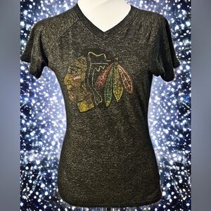 Black Chicago Blackhawks NHL Graphic V-Neck T-Shirt